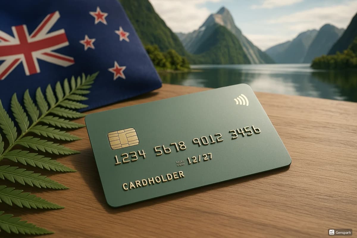 Kreditkarte mit Hintergrund von Neuseeland