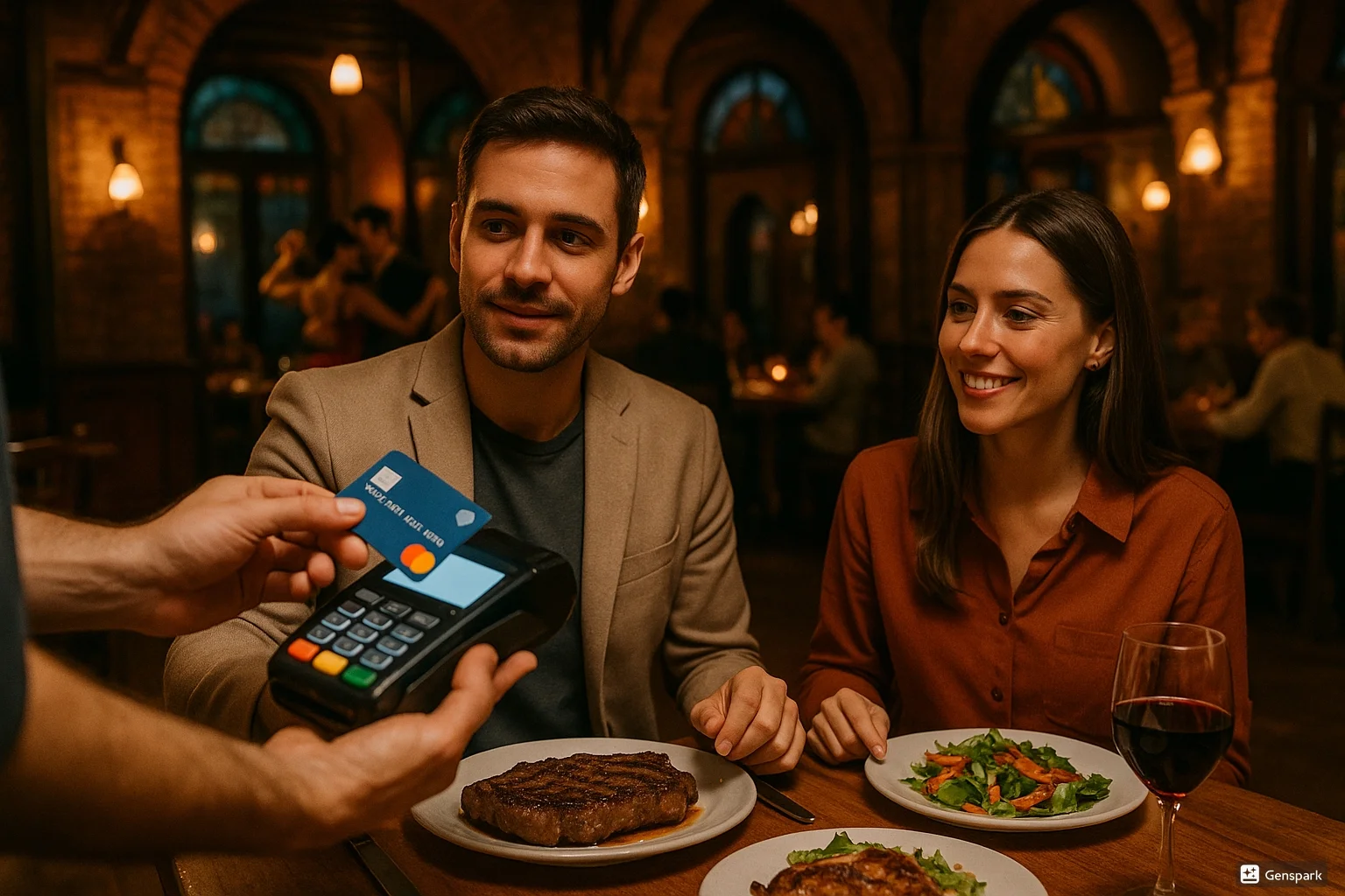 Kreditkarte in einem argentinischen Restaurant nutzen