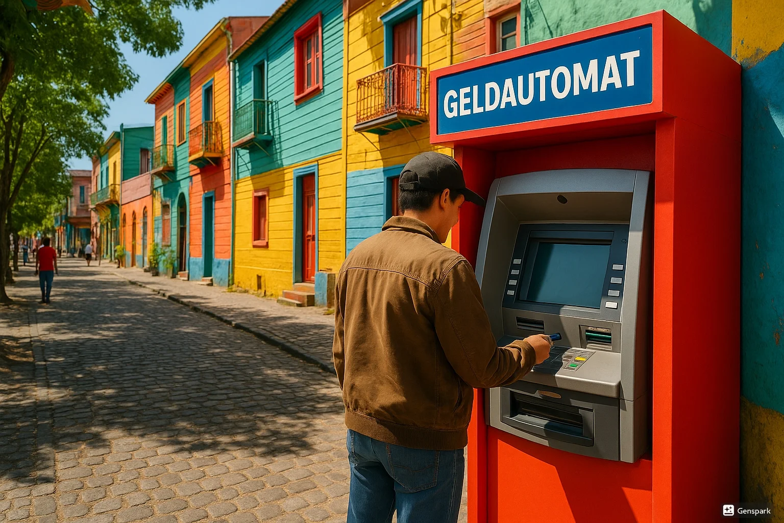 Geld abheben an einem Geldautomat in Argentinien