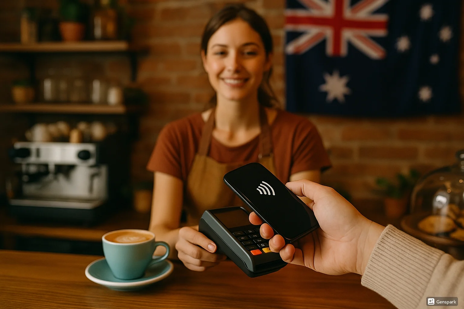 Bezahlen in einem australischen Cafe mit Kreditkarte