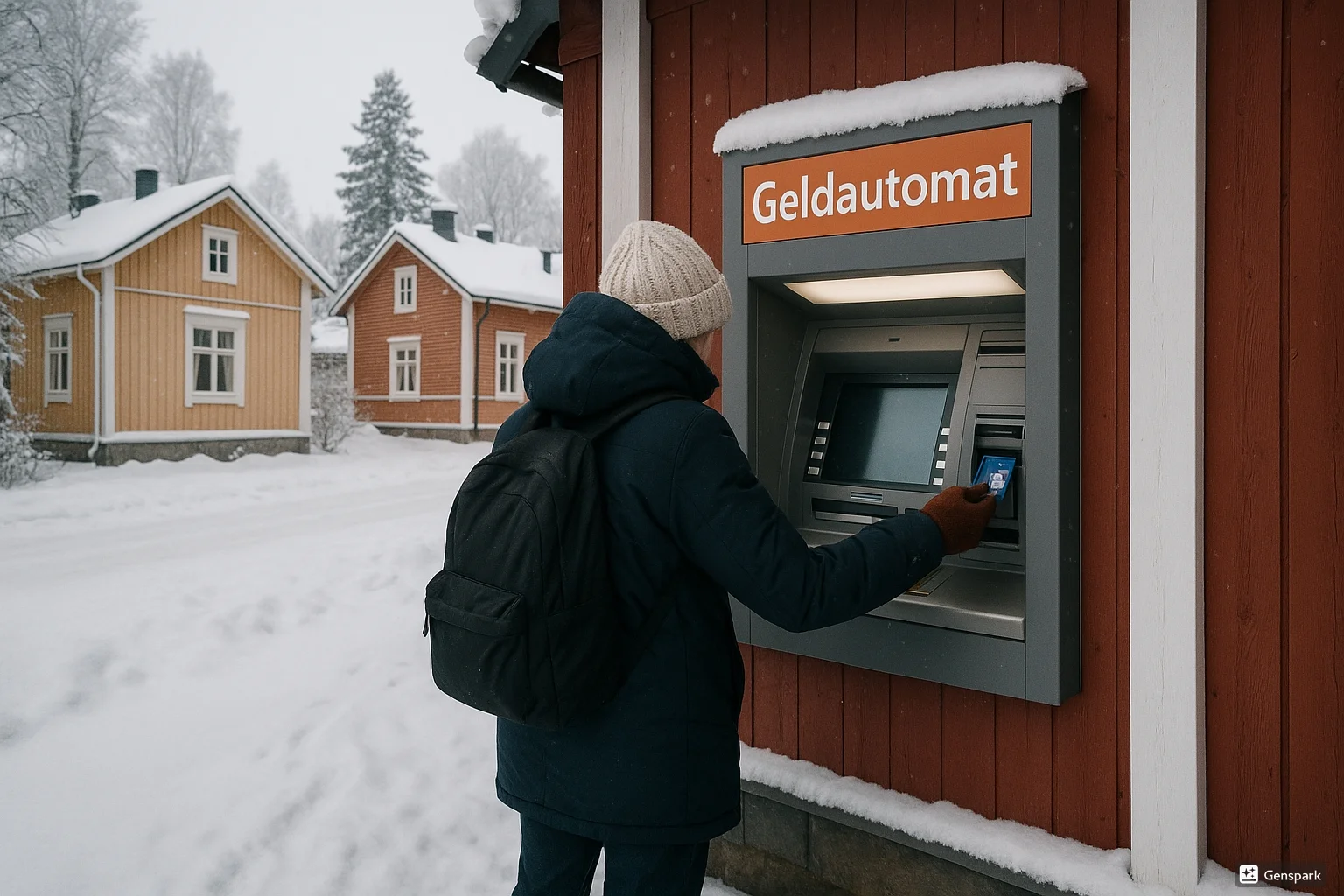 Geld an einem Geldautomat in Finnland ziehen