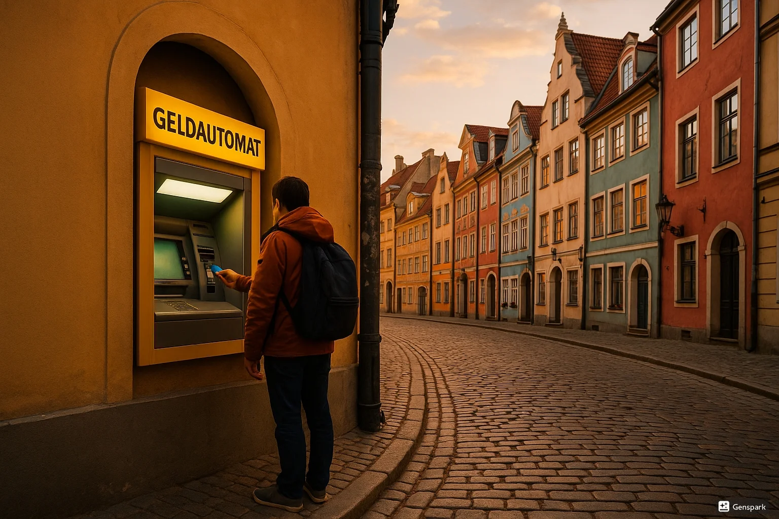 Geld abheben an einem Geldautomat in Lettland